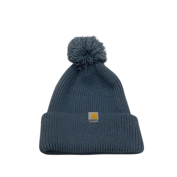 Carhartt Accessories - NWOT Carhartt Women's 106003 Women's Knit PomPom Cuffed Beanie Thundercloud blue